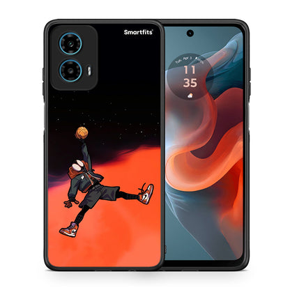 Θήκη Motorola G34 5G Basketball Hero από τη Smartfits με σχέδιο στο πίσω μέρος και μαύρο περίβλημα | Motorola G34 5G Basketball Hero case with colorful back and black bezels