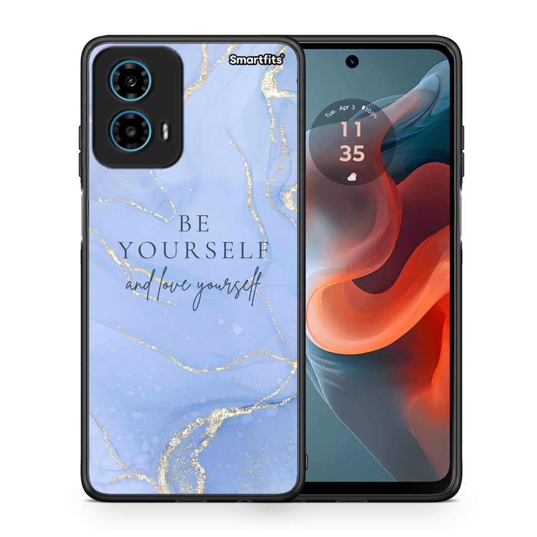 Θήκη Motorola G34 5G Be Yourself από τη Smartfits με σχέδιο στο πίσω μέρος και μαύρο περίβλημα | Motorola G34 5G Be Yourself case with colorful back and black bezels