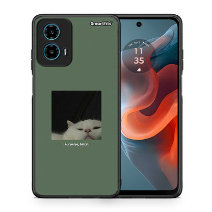 Θήκη Motorola G34 5G Bitch Surprise από τη Smartfits με σχέδιο στο πίσω μέρος και μαύρο περίβλημα | Motorola G34 5G Bitch Surprise case with colorful back and black bezels