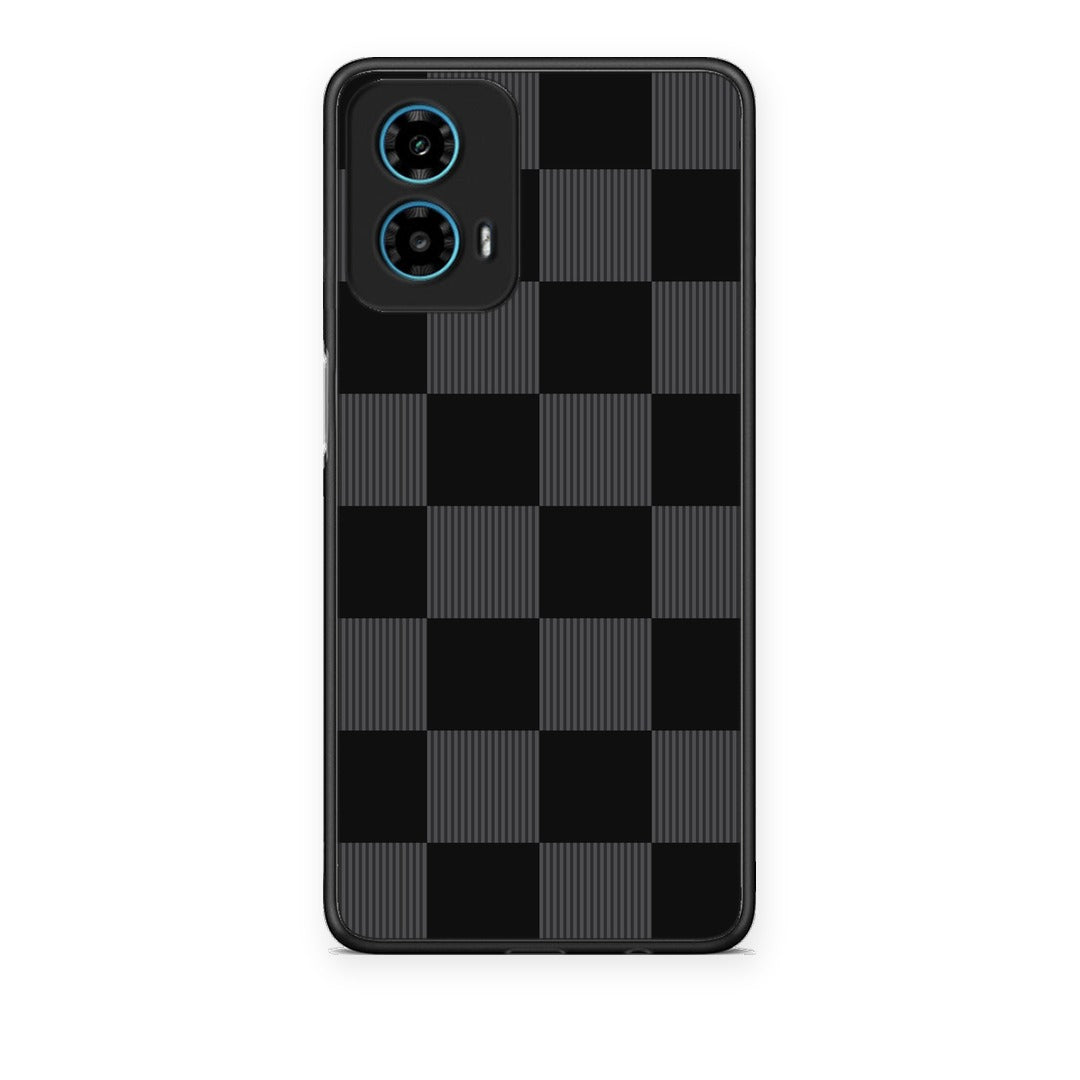 Θήκη Motorola G34 5G Black and Charcoal Striped Checks από τη Smartfits με σχέδιο στο πίσω μέρος και μαύρο περίβλημα | Motorola G34 5G Black and Charcoal Striped Checks case with colorful back and black bezels