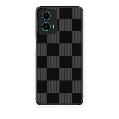 Θήκη Motorola G34 5G Black and Charcoal Striped Checks από τη Smartfits με σχέδιο στο πίσω μέρος και μαύρο περίβλημα | Motorola G34 5G Black and Charcoal Striped Checks case with colorful back and black bezels
