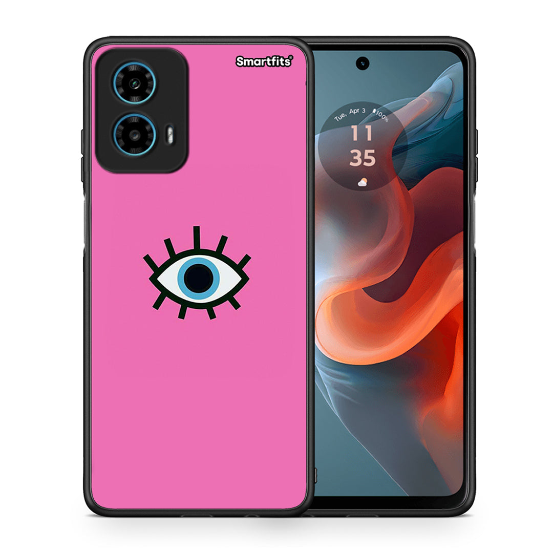 Θήκη Motorola G34 5G Blue Eye Pink από τη Smartfits με σχέδιο στο πίσω μέρος και μαύρο περίβλημα | Motorola G34 5G Blue Eye Pink case with colorful back and black bezels