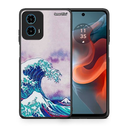Θήκη Motorola G34 5G Blue Waves από τη Smartfits με σχέδιο στο πίσω μέρος και μαύρο περίβλημα | Motorola G34 5G Blue Waves case with colorful back and black bezels