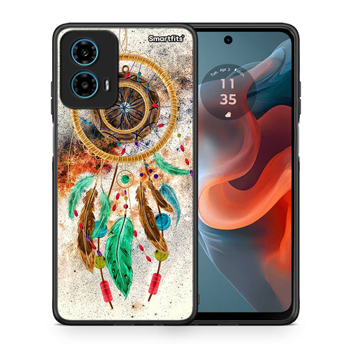 Θήκη Motorola G34 5G DreamCatcher Boho από τη Smartfits με σχέδιο στο πίσω μέρος και μαύρο περίβλημα | Motorola G34 5G DreamCatcher Boho case with colorful back and black bezels