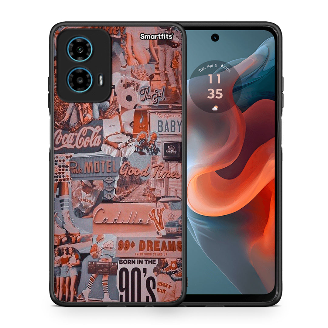 Θήκη Motorola G34 5G Born In 90s από τη Smartfits με σχέδιο στο πίσω μέρος και μαύρο περίβλημα | Motorola G34 5G Born In 90s case with colorful back and black bezels