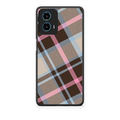 Θήκη Motorola G34 5G Brown Pink and Blue Diagonal Plaid από τη Smartfits με σχέδιο στο πίσω μέρος και μαύρο περίβλημα | Motorola G34 5G Brown Pink and Blue Diagonal Plaid case with colorful back and black bezels