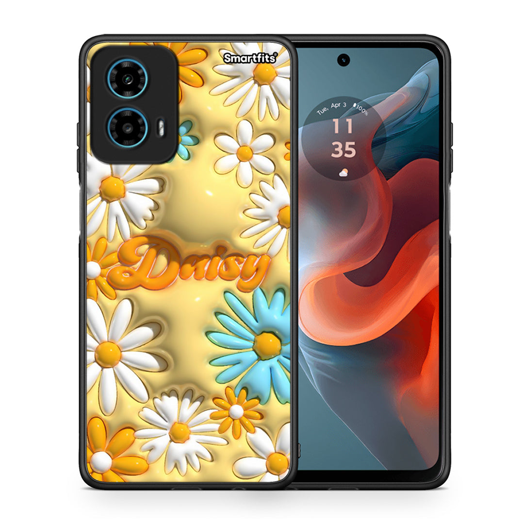 Θήκη Motorola G34 5G Bubble Daisies από τη Smartfits με σχέδιο στο πίσω μέρος και μαύρο περίβλημα | Motorola G34 5G Bubble Daisies case with colorful back and black bezels