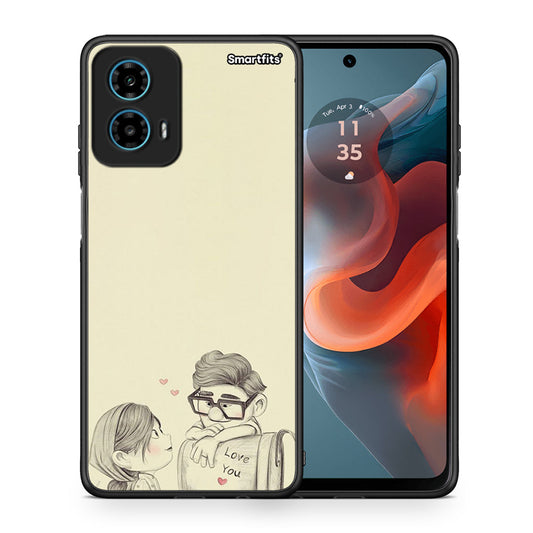 Θήκη Motorola G34 5G Carl And Ellie από τη Smartfits με σχέδιο στο πίσω μέρος και μαύρο περίβλημα | Motorola G34 5G Carl And Ellie case with colorful back and black bezels