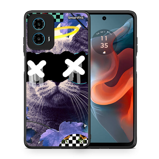 Θήκη Motorola G34 5G Cat Collage από τη Smartfits με σχέδιο στο πίσω μέρος και μαύρο περίβλημα | Motorola G34 5G Cat Collage case with colorful back and black bezels