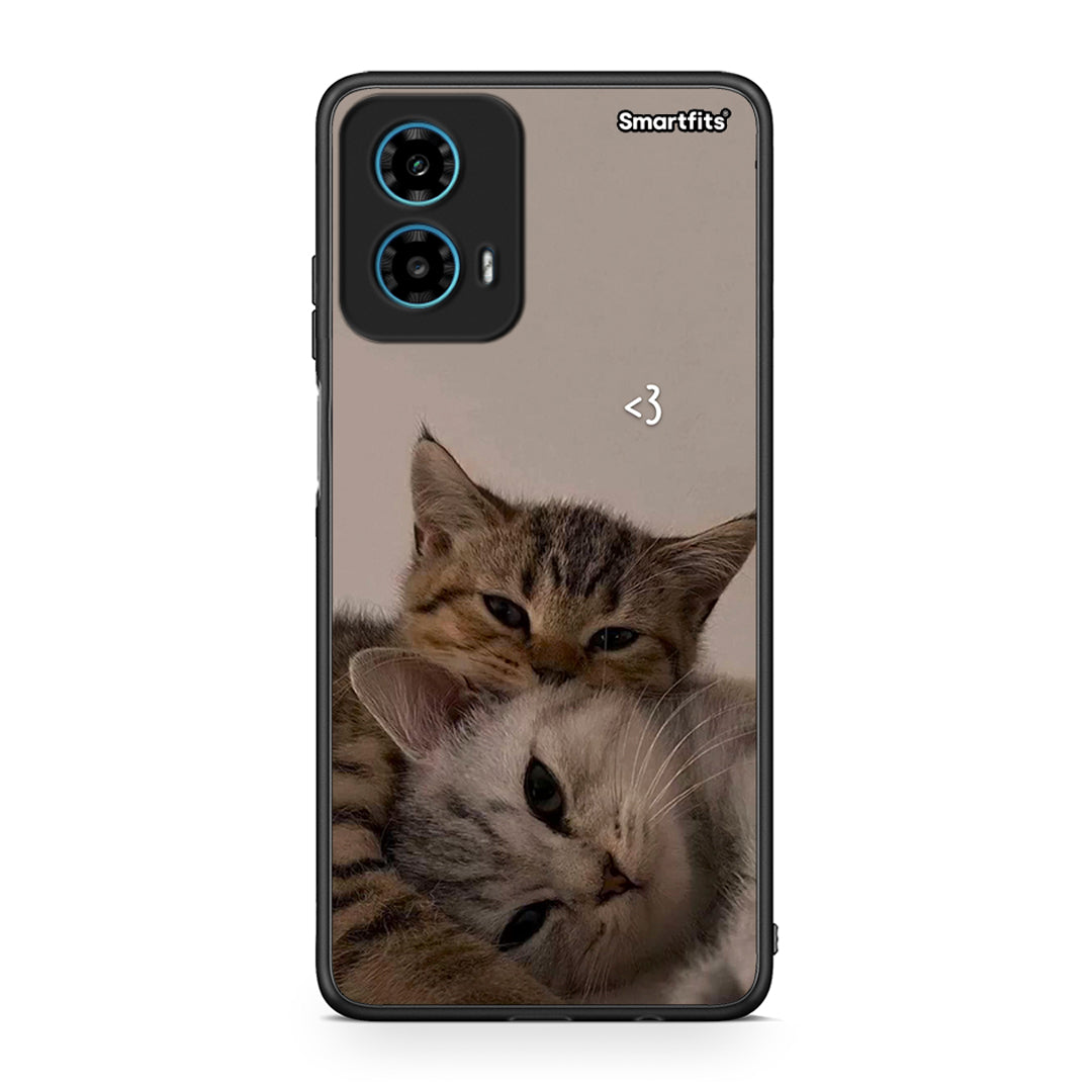Motorola G34 5G Cats In Love Θήκη από τη Smartfits με σχέδιο στο πίσω μέρος και μαύρο περίβλημα | Smartphone case with colorful back and black bezels by Smartfits