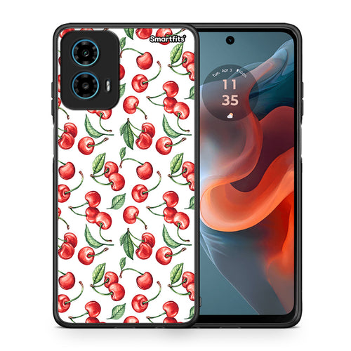 Θήκη Motorola G34 5G Cherry Summer από τη Smartfits με σχέδιο στο πίσω μέρος και μαύρο περίβλημα | Motorola G34 5G Cherry Summer case with colorful back and black bezels
