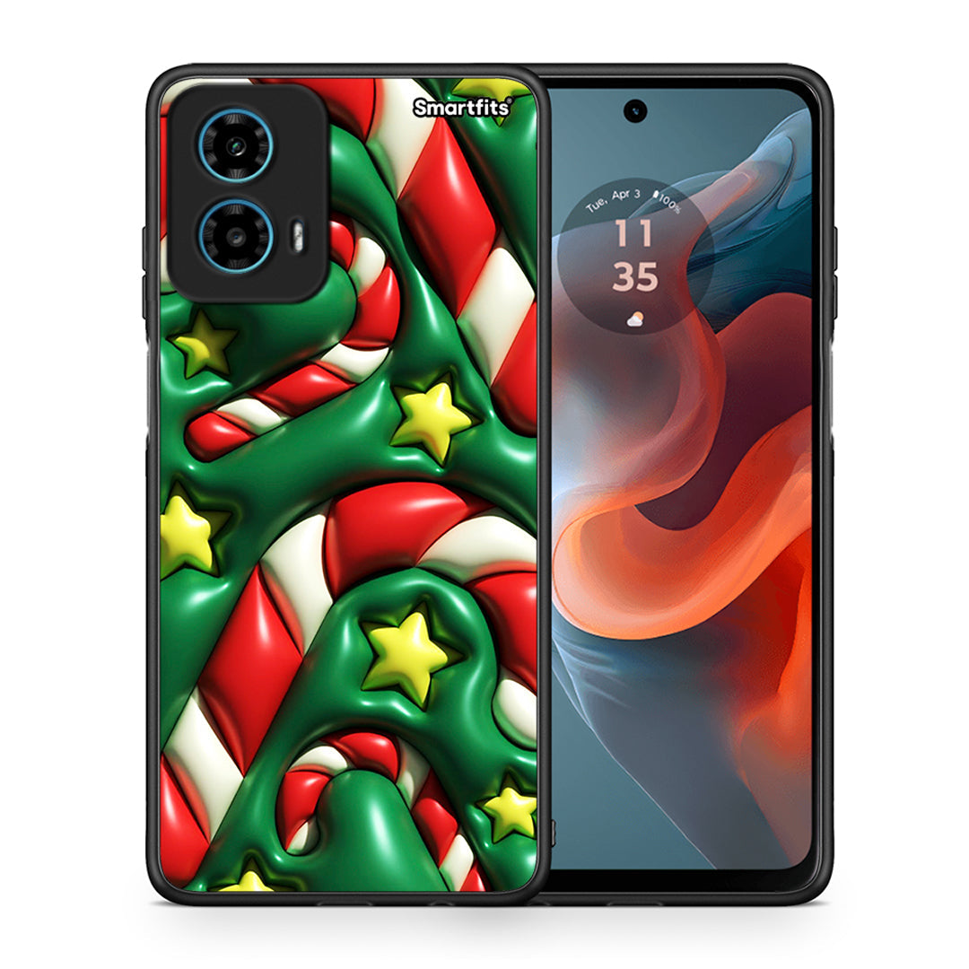 Θήκη Motorola G34 5G Christmas Bubbles από τη Smartfits με σχέδιο στο πίσω μέρος και μαύρο περίβλημα | Motorola G34 5G Christmas Bubbles case with colorful back and black bezels