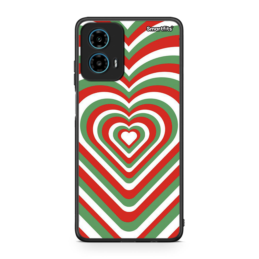 Motorola G34 5G Christmas Hearts θήκη από τη Smartfits με σχέδιο στο πίσω μέρος και μαύρο περίβλημα | Smartphone case with colorful back and black bezels by Smartfits