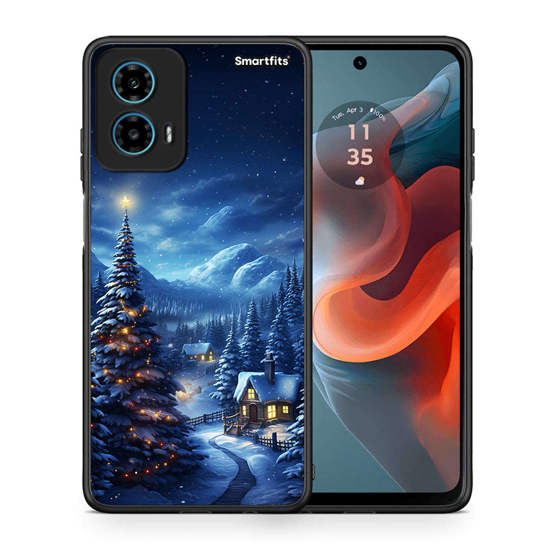 Θήκη Motorola G34 5G Christmas Scenery από τη Smartfits με σχέδιο στο πίσω μέρος και μαύρο περίβλημα | Motorola G34 5G Christmas Scenery case with colorful back and black bezels