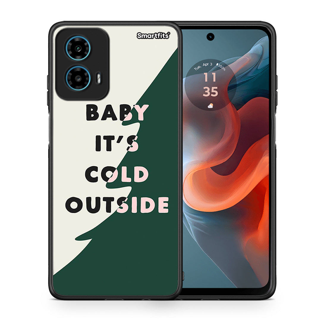 Θήκη Motorola G34 5G Cold Outside από τη Smartfits με σχέδιο στο πίσω μέρος και μαύρο περίβλημα | Motorola G34 5G Cold Outside case with colorful back and black bezels