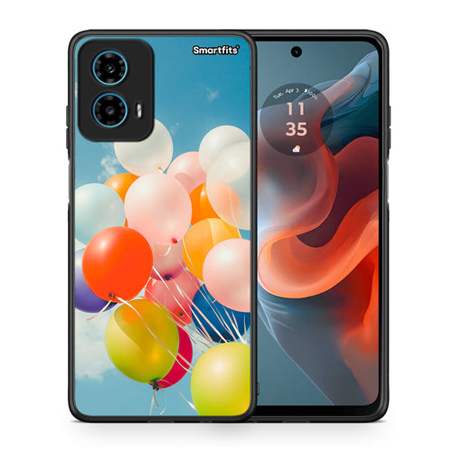 Θήκη Motorola G34 5G Colorful Balloons από τη Smartfits με σχέδιο στο πίσω μέρος και μαύρο περίβλημα | Motorola G34 5G Colorful Balloons case with colorful back and black bezels