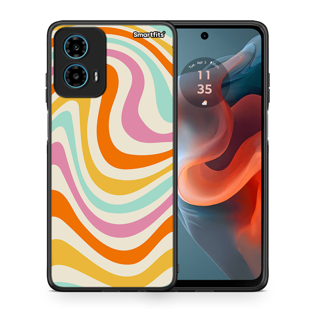 Θήκη Motorola G34 5G Colourful Waves από τη Smartfits με σχέδιο στο πίσω μέρος και μαύρο περίβλημα | Motorola G34 5G Colourful Waves case with colorful back and black bezels