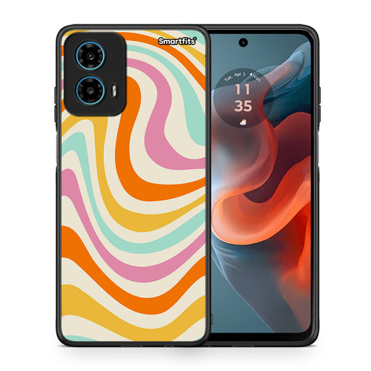 Θήκη Motorola G34 5G Colourful Waves από τη Smartfits με σχέδιο στο πίσω μέρος και μαύρο περίβλημα | Motorola G34 5G Colourful Waves case with colorful back and black bezels
