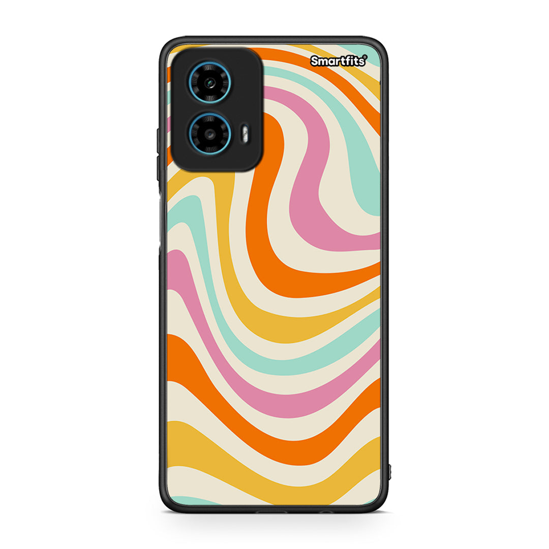 Motorola G34 5G Colourful Waves θήκη από τη Smartfits με σχέδιο στο πίσω μέρος και μαύρο περίβλημα | Smartphone case with colorful back and black bezels by Smartfits