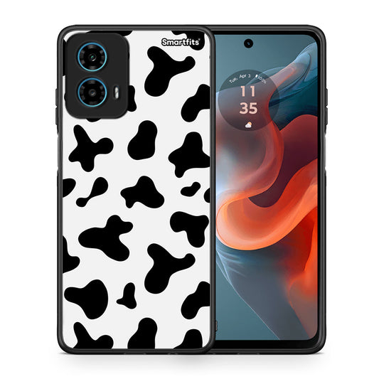 Θήκη Motorola G34 5G Cow Print από τη Smartfits με σχέδιο στο πίσω μέρος και μαύρο περίβλημα | Motorola G34 5G Cow Print case with colorful back and black bezels