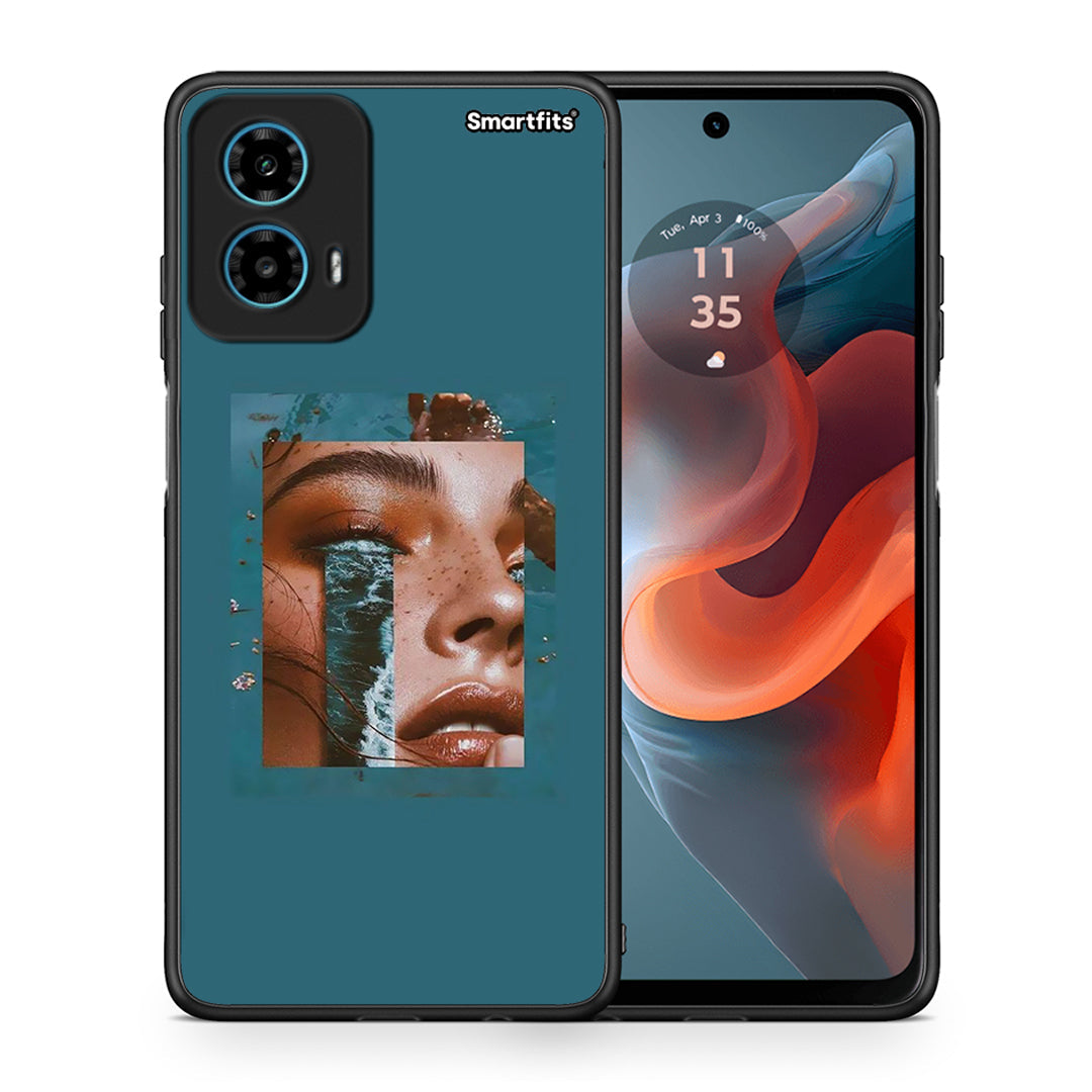 Θήκη Motorola G34 5G Cry An Ocean από τη Smartfits με σχέδιο στο πίσω μέρος και μαύρο περίβλημα | Motorola G34 5G Cry An Ocean case with colorful back and black bezels