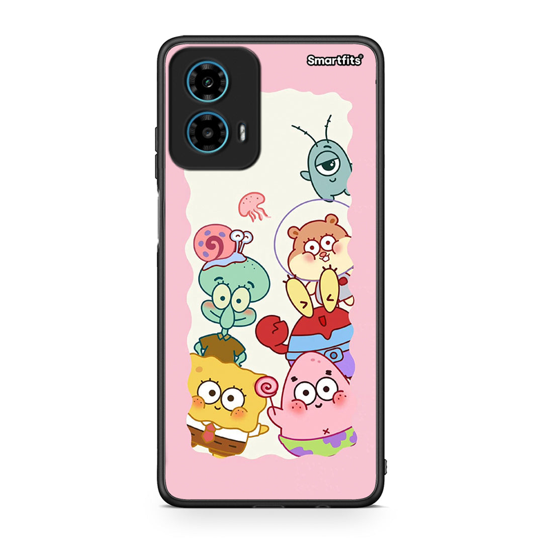 Motorola G34 5G Cute Companion θήκη από τη Smartfits με σχέδιο στο πίσω μέρος και μαύρο περίβλημα | Smartphone case with colorful back and black bezels by Smartfits