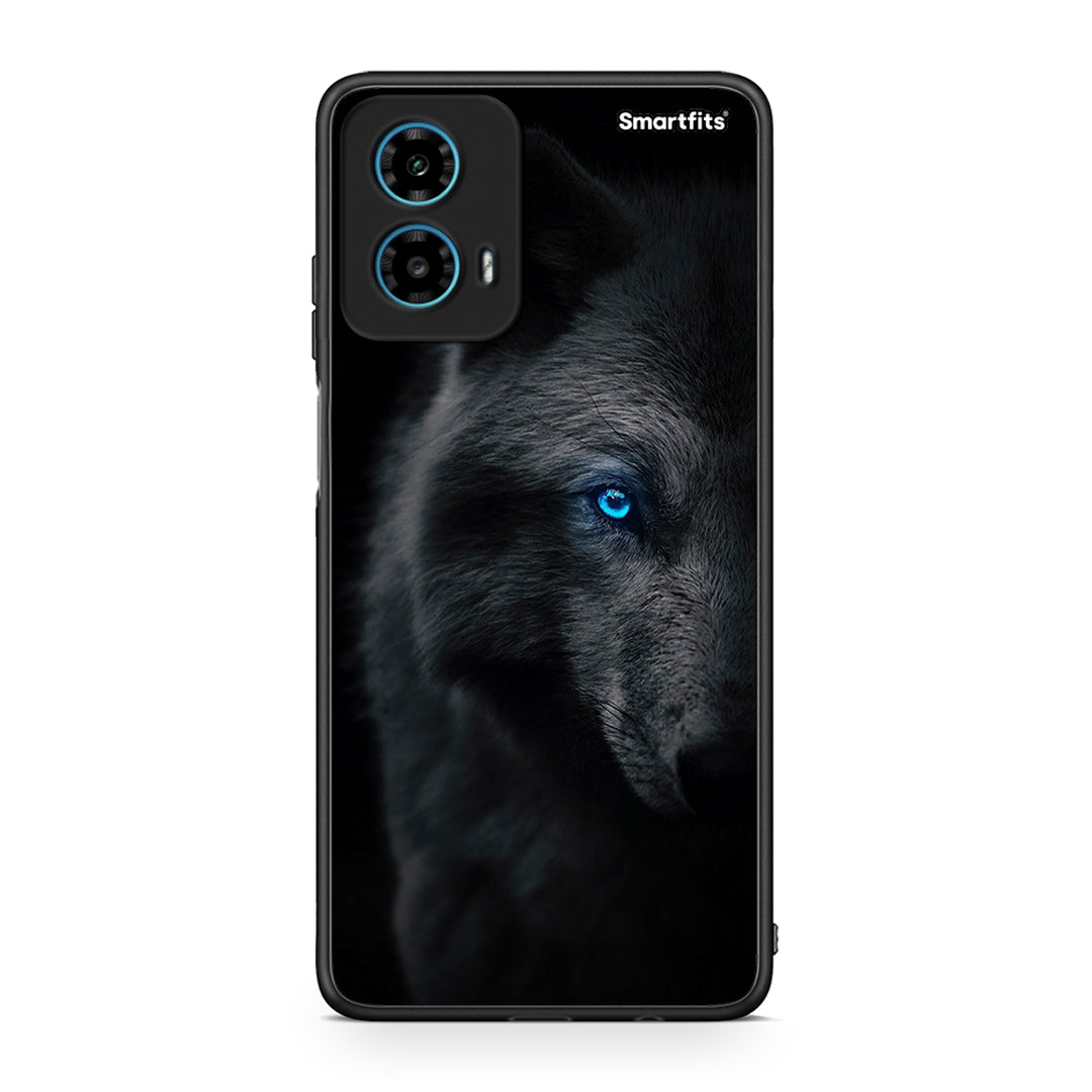 Motorola G34 5G Dark Wolf θήκη από τη Smartfits με σχέδιο στο πίσω μέρος και μαύρο περίβλημα | Smartphone case with colorful back and black bezels by Smartfits