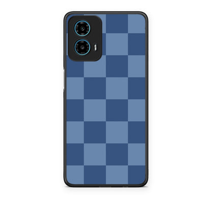 Θήκη Motorola G34 5G Denim Blue Checkerboard από τη Smartfits με σχέδιο στο πίσω μέρος και μαύρο περίβλημα | Motorola G34 5G Denim Blue Checkerboard case with colorful back and black bezels