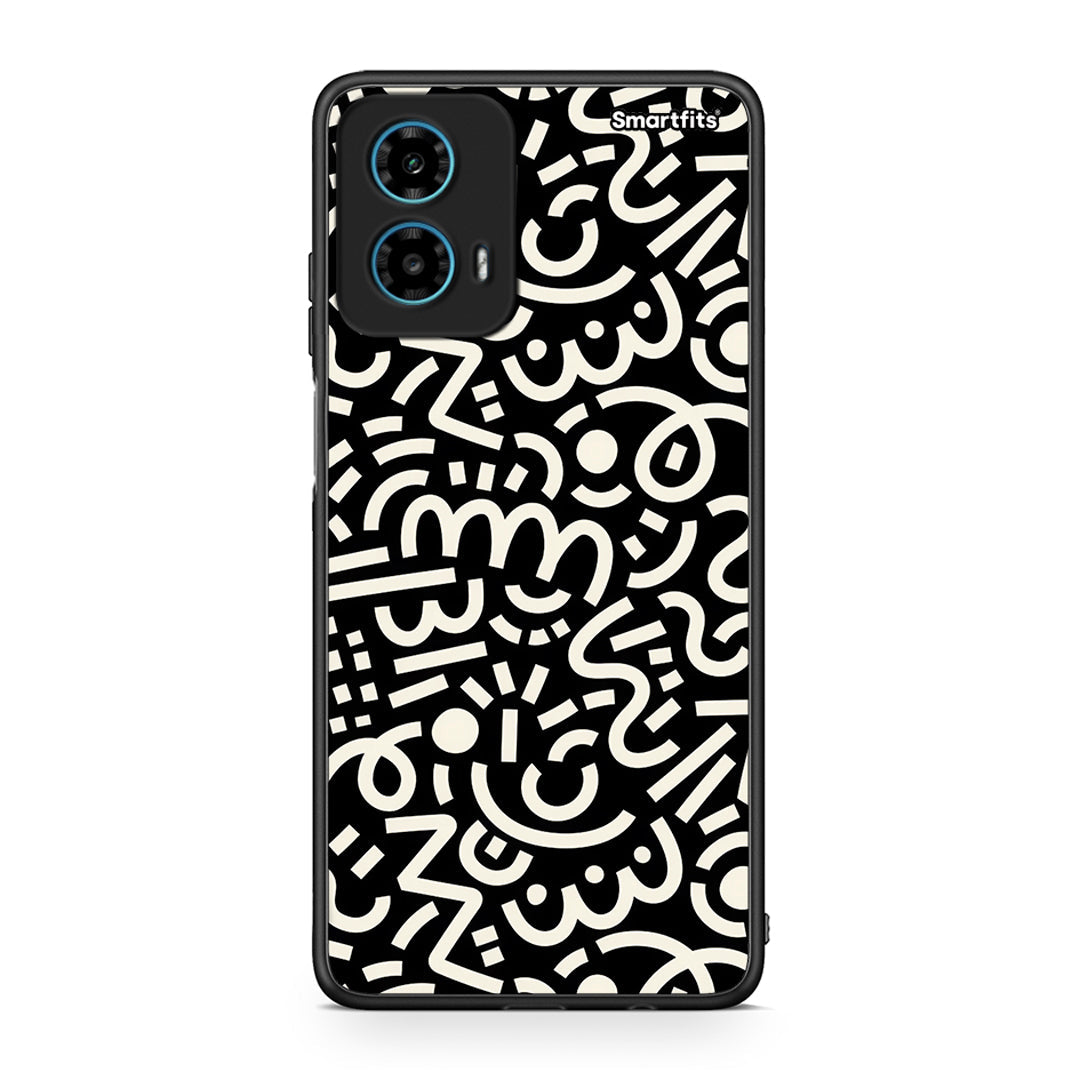 Motorola G34 5G Doodle Art Θήκη από τη Smartfits με σχέδιο στο πίσω μέρος και μαύρο περίβλημα | Smartphone case with colorful back and black bezels by Smartfits