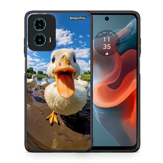 Θήκη Motorola G34 5G Duck Face από τη Smartfits με σχέδιο στο πίσω μέρος και μαύρο περίβλημα | Motorola G34 5G Duck Face case with colorful back and black bezels