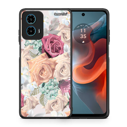 Θήκη Motorola G34 5G Bouquet Floral από τη Smartfits με σχέδιο στο πίσω μέρος και μαύρο περίβλημα | Motorola G34 5G Bouquet Floral case with colorful back and black bezels