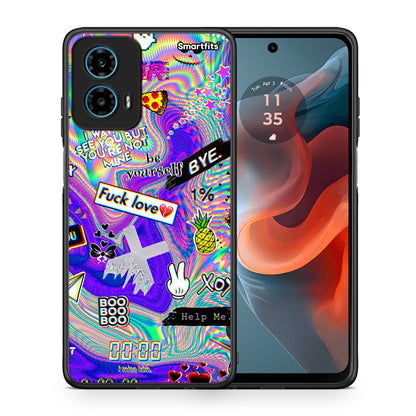 Θήκη Motorola G34 5G Game Over από τη Smartfits με σχέδιο στο πίσω μέρος και μαύρο περίβλημα | Motorola G34 5G Game Over case with colorful back and black bezels