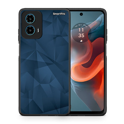 Θήκη Motorola G34 5G Blue Abstract Geometric από τη Smartfits με σχέδιο στο πίσω μέρος και μαύρο περίβλημα | Motorola G34 5G Blue Abstract Geometric case with colorful back and black bezels