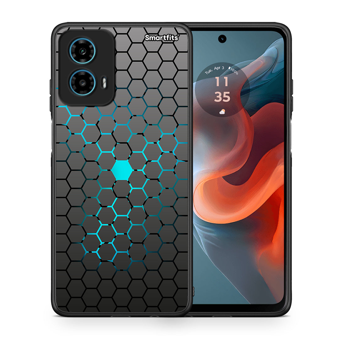 Θήκη Motorola G34 5G Hexagonal Geometric από τη Smartfits με σχέδιο στο πίσω μέρος και μαύρο περίβλημα | Motorola G34 5G Hexagonal Geometric case with colorful back and black bezels