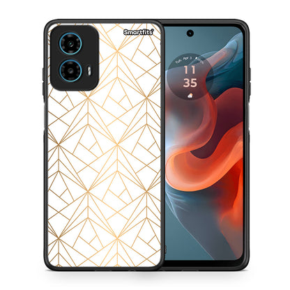 Θήκη Motorola G34 5G Luxury White Geometric από τη Smartfits με σχέδιο στο πίσω μέρος και μαύρο περίβλημα | Motorola G34 5G Luxury White Geometric case with colorful back and black bezels