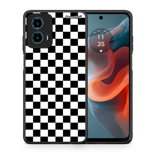 Θήκη Motorola G34 5G Squares Geometric από τη Smartfits με σχέδιο στο πίσω μέρος και μαύρο περίβλημα | Motorola G34 5G Squares Geometric case with colorful back and black bezels