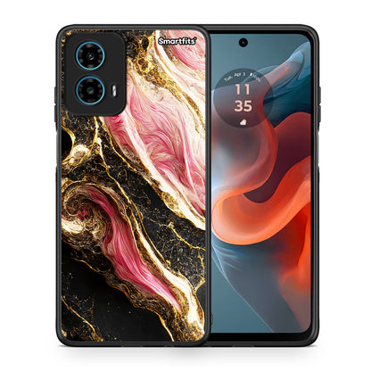 Θήκη Motorola G34 5G Glamorous Pink Marble από τη Smartfits με σχέδιο στο πίσω μέρος και μαύρο περίβλημα | Motorola G34 5G Glamorous Pink Marble case with colorful back and black bezels