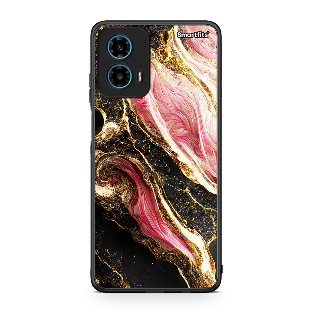 Motorola G34 5G Glamorous Pink Marble θήκη από τη Smartfits με σχέδιο στο πίσω μέρος και μαύρο περίβλημα | Smartphone case with colorful back and black bezels by Smartfits