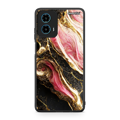 Motorola G34 5G Glamorous Pink Marble θήκη από τη Smartfits με σχέδιο στο πίσω μέρος και μαύρο περίβλημα | Smartphone case with colorful back and black bezels by Smartfits