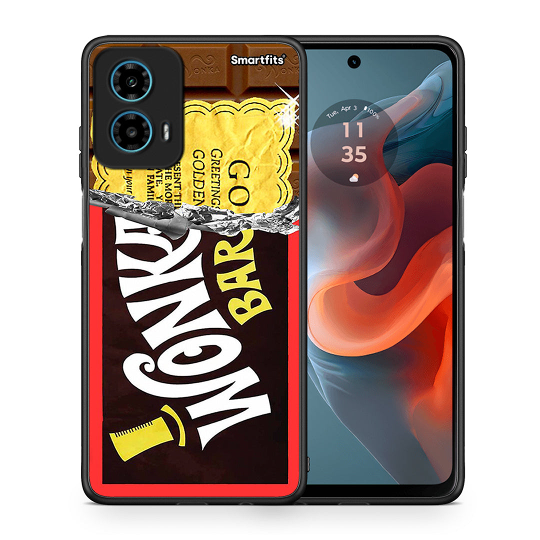 Θήκη Motorola G34 5G Golden Ticket από τη Smartfits με σχέδιο στο πίσω μέρος και μαύρο περίβλημα | Motorola G34 5G Golden Ticket case with colorful back and black bezels