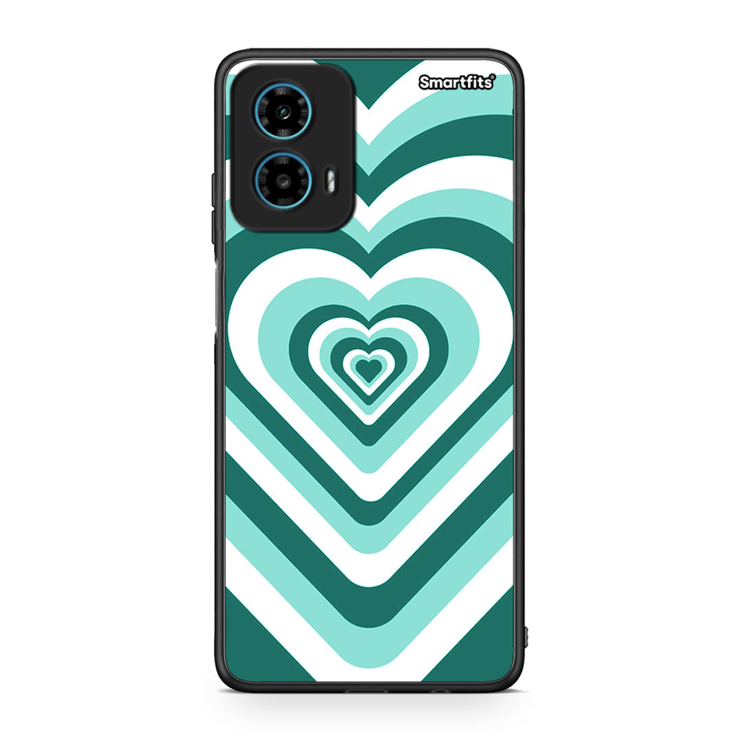 Motorola G34 5G Green Hearts θήκη από τη Smartfits με σχέδιο στο πίσω μέρος και μαύρο περίβλημα | Smartphone case with colorful back and black bezels by Smartfits