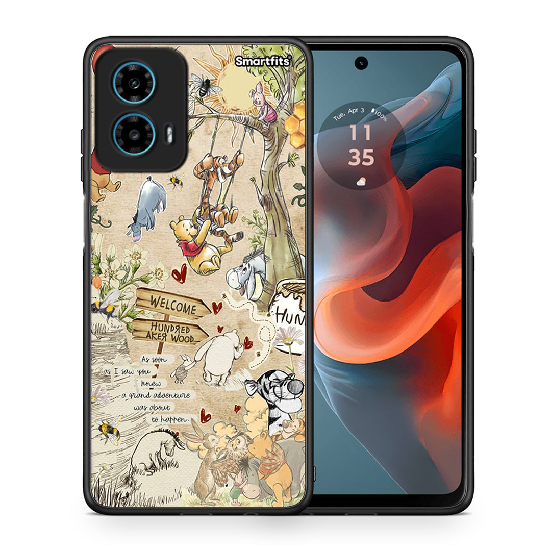 Θήκη Motorola G34 5G Happy Friends από τη Smartfits με σχέδιο στο πίσω μέρος και μαύρο περίβλημα | Motorola G34 5G Happy Friends case with colorful back and black bezels