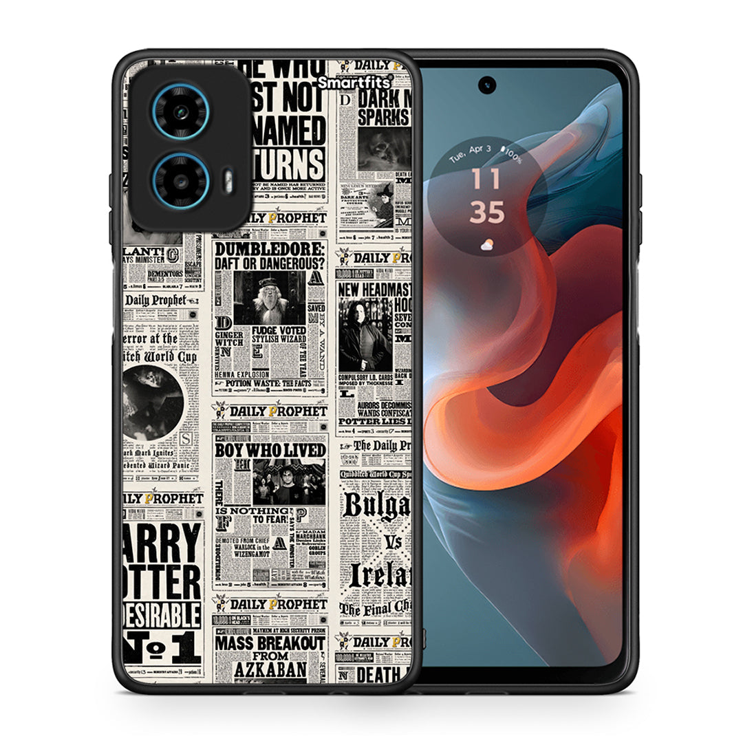 Θήκη Motorola G34 5G Harry Paper από τη Smartfits με σχέδιο στο πίσω μέρος και μαύρο περίβλημα | Motorola G34 5G Harry Paper case with colorful back and black bezels
