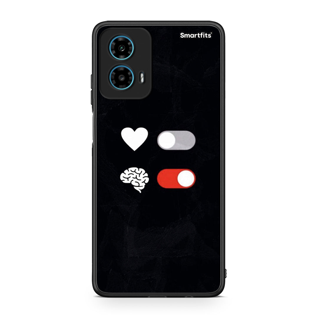 Motorola G34 5G Heart Vs Brain Θήκη Αγίου Βαλεντίνου από τη Smartfits με σχέδιο στο πίσω μέρος και μαύρο περίβλημα | Smartphone case with colorful back and black bezels by Smartfits