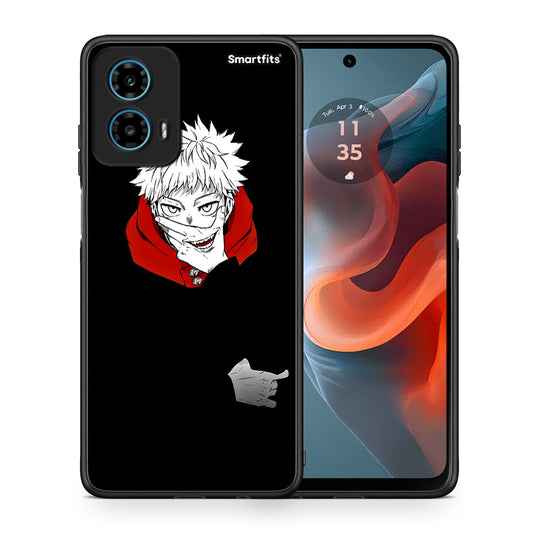 Θήκη Motorola G34 5G Itadori Anime από τη Smartfits με σχέδιο στο πίσω μέρος και μαύρο περίβλημα | Motorola G34 5G Itadori Anime case with colorful back and black bezels