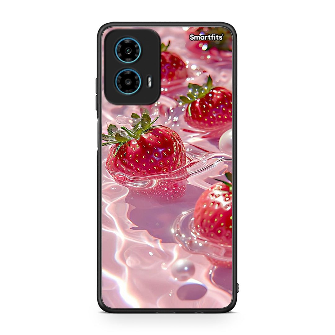 Motorola G34 5G Juicy Strawberries θήκη από τη Smartfits με σχέδιο στο πίσω μέρος και μαύρο περίβλημα | Smartphone case with colorful back and black bezels by Smartfits