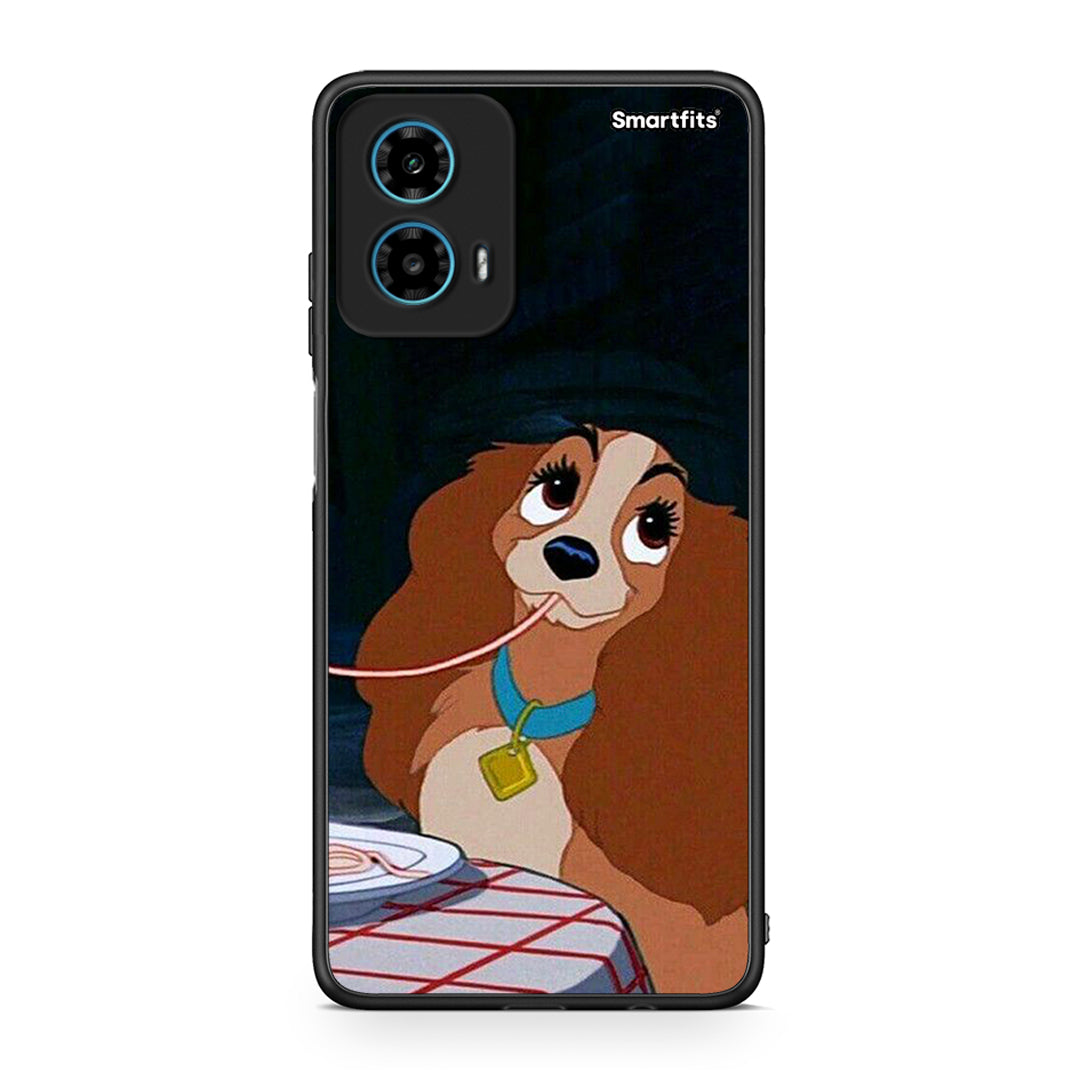 Motorola G34 5G Lady And Tramp 2 Θήκη Αγίου Βαλεντίνου από τη Smartfits με σχέδιο στο πίσω μέρος και μαύρο περίβλημα | Smartphone case with colorful back and black bezels by Smartfits