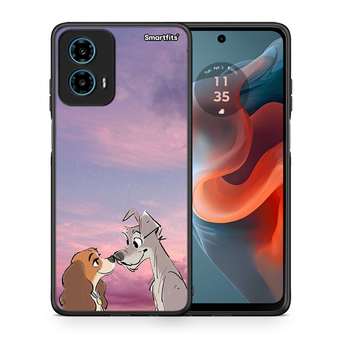 Θήκη Motorola G34 5G Lady And Tramp από τη Smartfits με σχέδιο στο πίσω μέρος και μαύρο περίβλημα | Motorola G34 5G Lady And Tramp case with colorful back and black bezels