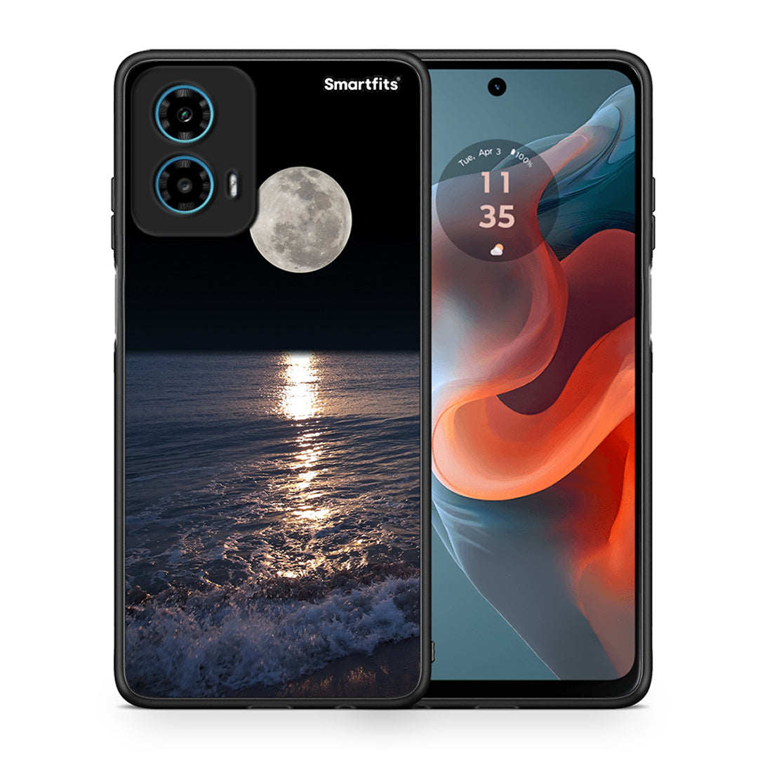 Θήκη Motorola G34 5G Moon Landscape από τη Smartfits με σχέδιο στο πίσω μέρος και μαύρο περίβλημα | Motorola G34 5G Moon Landscape case with colorful back and black bezels