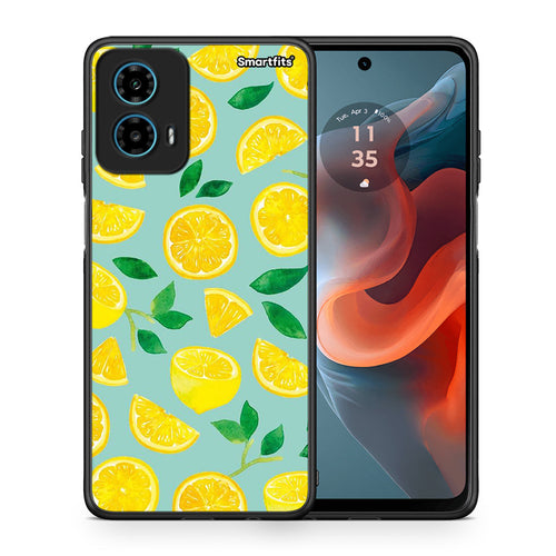 Θήκη Motorola G34 5G Lemons από τη Smartfits με σχέδιο στο πίσω μέρος και μαύρο περίβλημα | Motorola G34 5G Lemons case with colorful back and black bezels